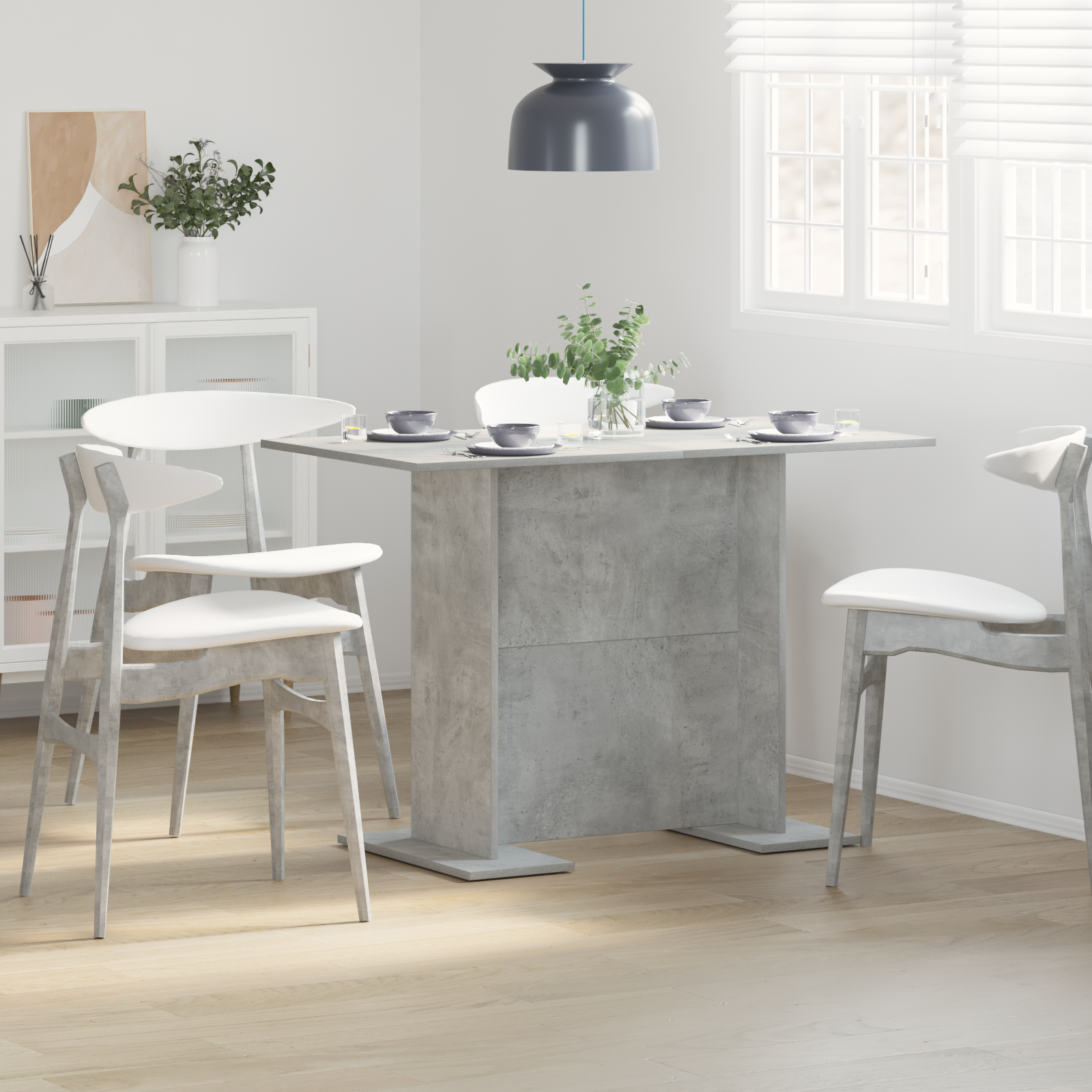 foto del prodotto tavolo da pranzo grigio cemento 110x60x75 cm legno ingegnerizzato