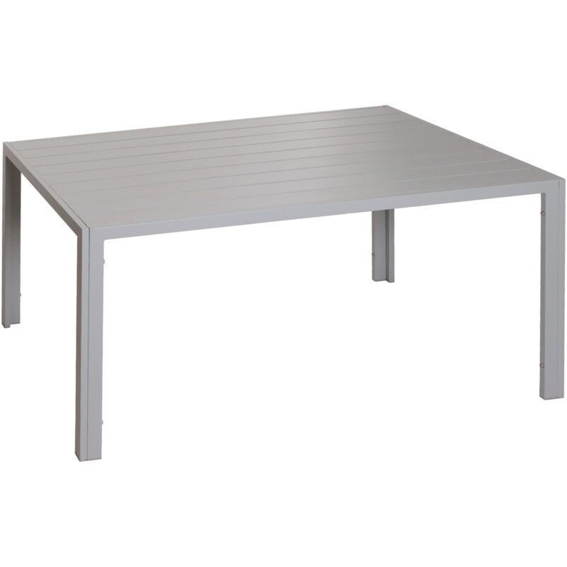 foto del prodotto tavolo da pranzo in alluminio hhg 601, giardino bistrot terrazza, resistente alle intemperie 140x80cm, grigio chiaro