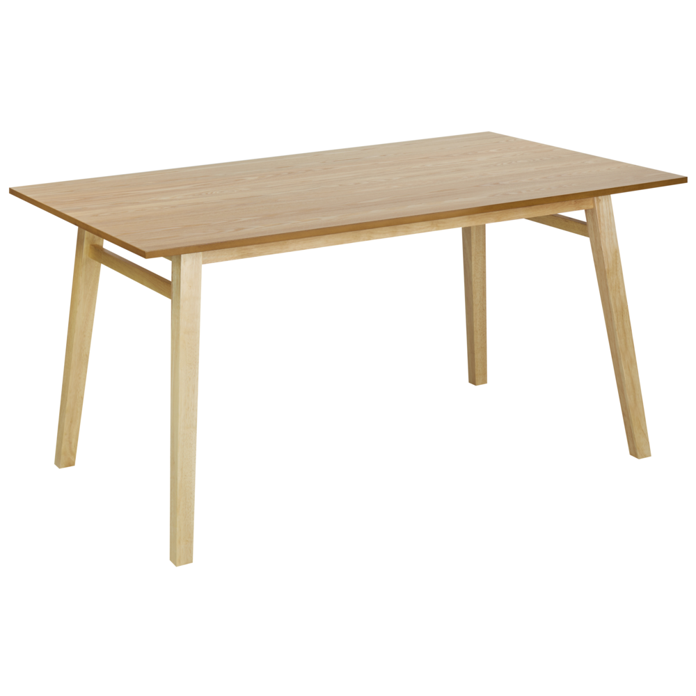 foto del prodotto tavolo da pranzo in frassino naturale mdf gomma 150 x 90 cm gambe rettangolari in legno impiallacciato naturale finitura minimalista scandinava