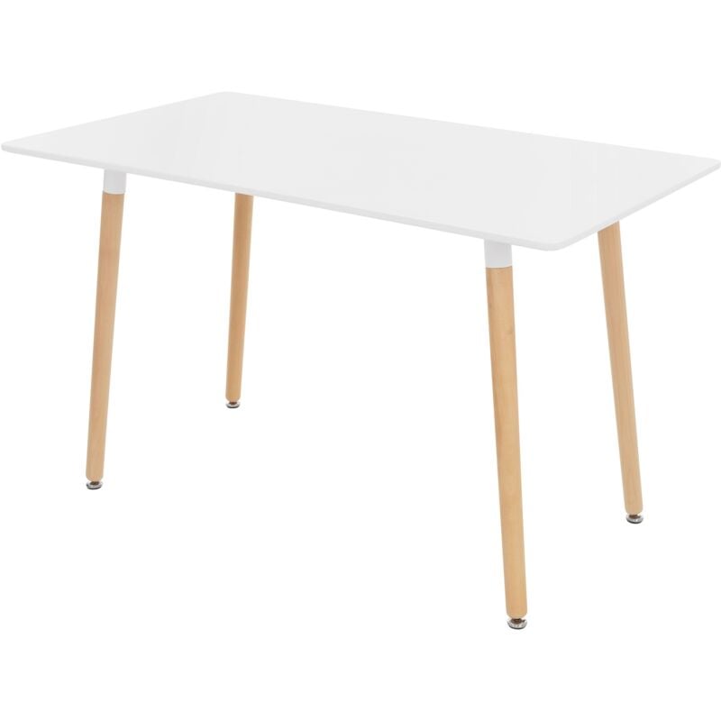 foto del prodotto tavolo da pranzo in legno bianco 120 x 70 x 74,5 cm rettangolare per 4 6 persone tavolo da cucina scandinavo scrivania soggiorno con gambe di faggio