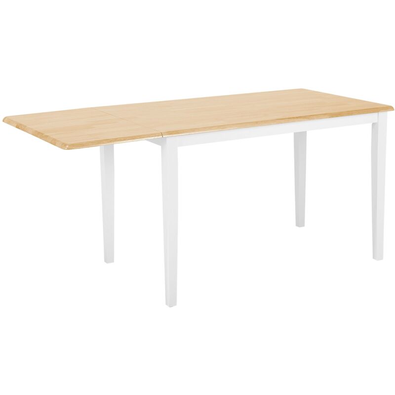 foto del prodotto tavolo da pranzo in legno chiaro allungabile gambe bianche 75 x 119 cm louisiana
