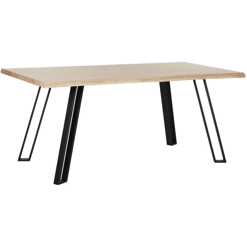 foto del prodotto tavolo da pranzo in legno chiaro con gambe in metallo nero 180 x 85 cm graham