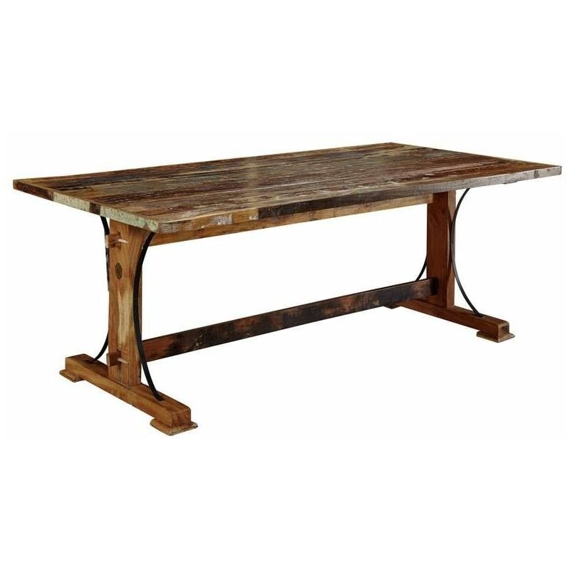 foto del prodotto tavolo da pranzo in legno di legno riciclato 180x90x76 multicolore laccato nature of spirit 11