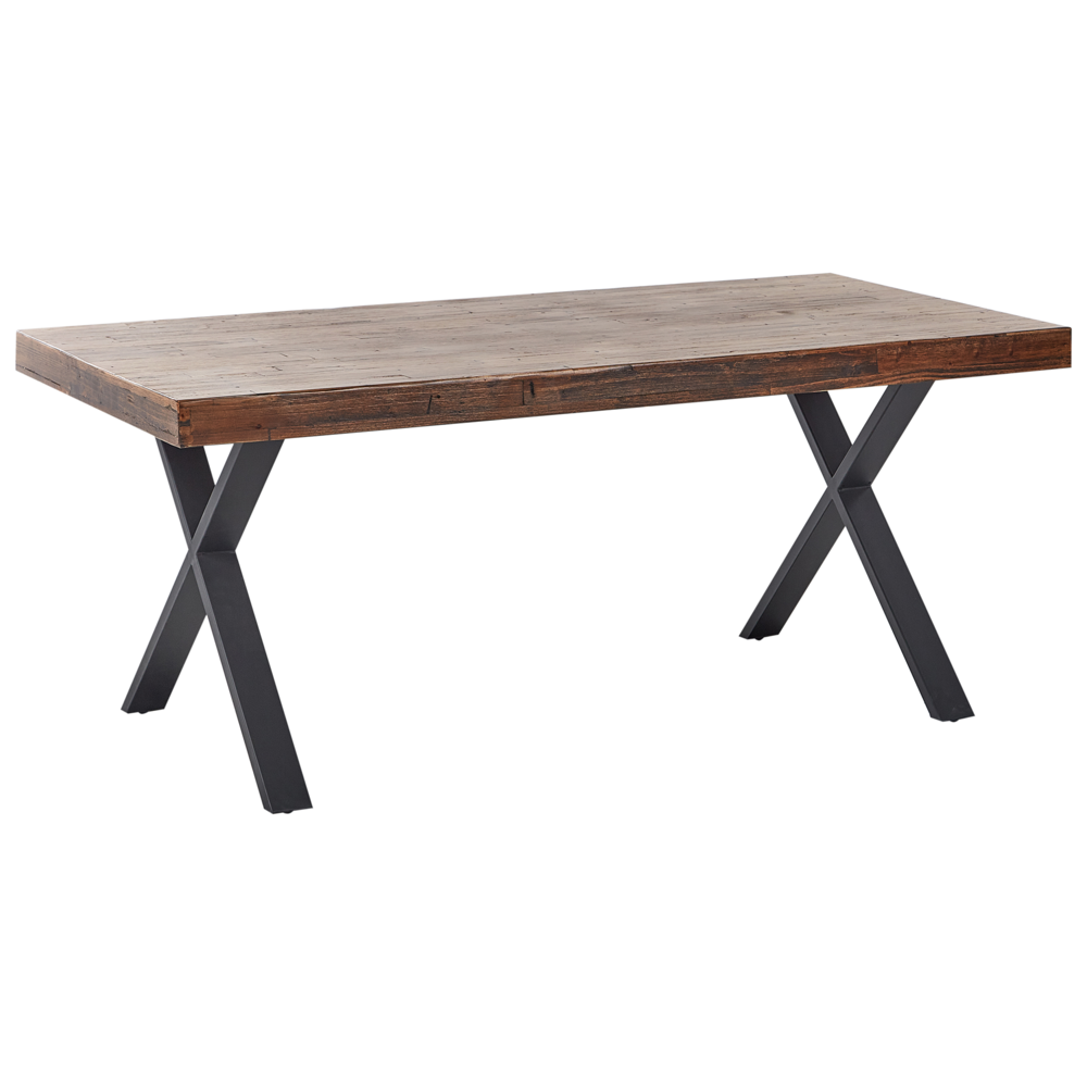 foto del prodotto tavolo da pranzo in legno di pino scuro mdf 180 x 90 cm gambe stabili in metallo nero sala da pranzo soggiorno stile industriale
