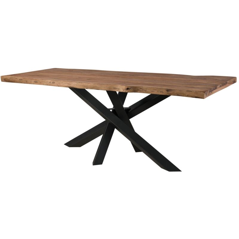 foto del prodotto tavolo da pranzo in legno di sheesham decapato grigio gambe mikado antracite matt 240x100x79