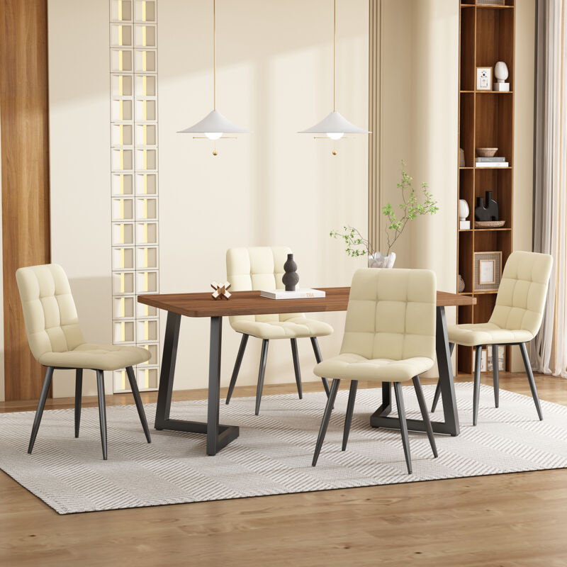 foto del prodotto tavolo da pranzo in legno e nero, tavolo da pranzo rettangolare con gambe in metallo, 117 x 68 cm