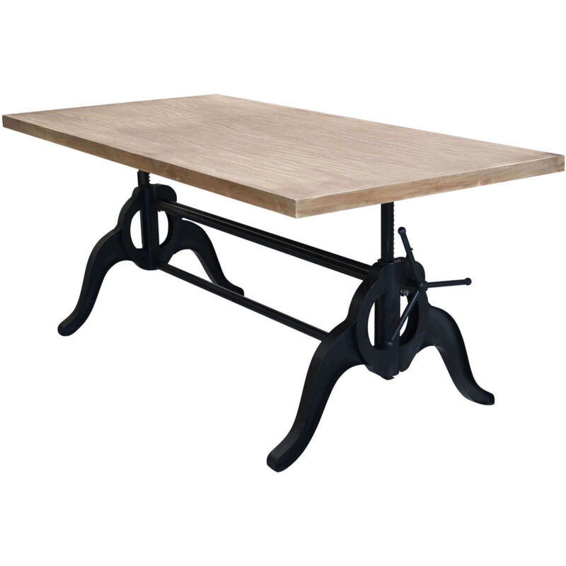 foto del prodotto tavolo da pranzo in legno massello e ferro regolabile in altezza industrial style