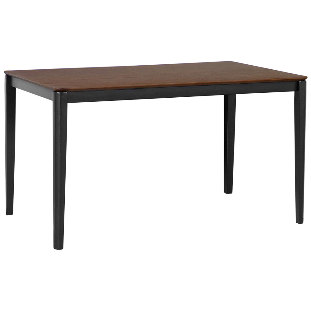 foto del prodotto tavolo da pranzo in legno scuro con gambe in metallo nero 135 x 80 cm rettangolare in stile tradizionale