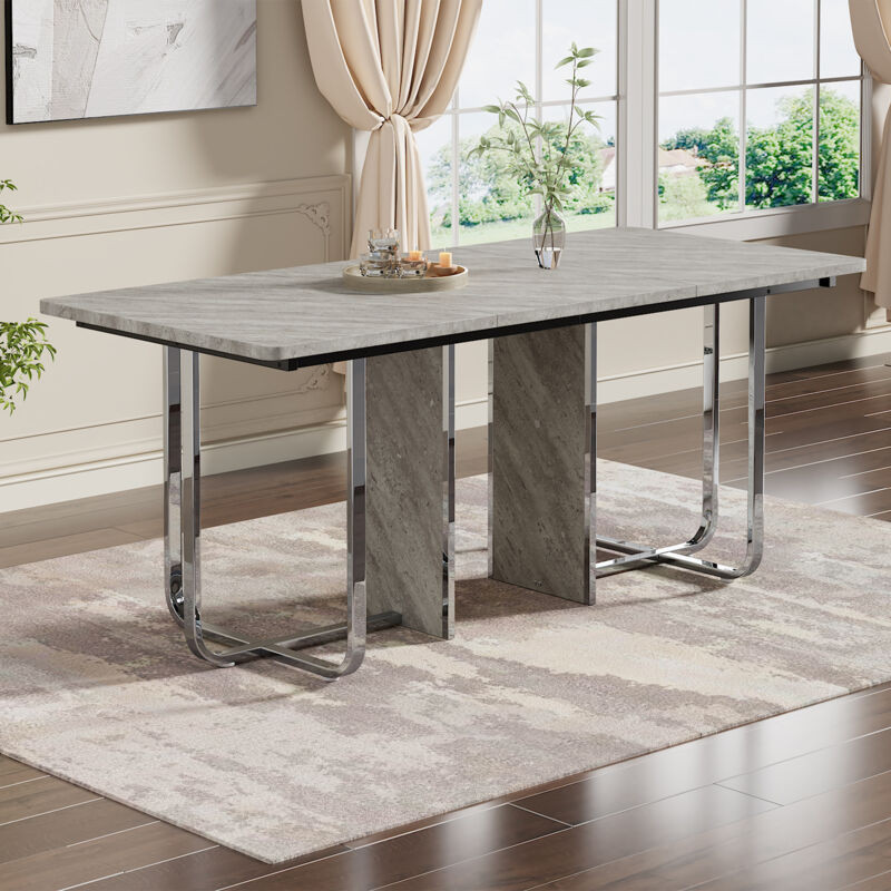 foto del prodotto tavolo da pranzo, l180w80h75cm, tavolo da pranzo moderno, tavolo da pranzo robusto, gambe in metallo, grande tavolo da pranzo, tavolo da pranzo