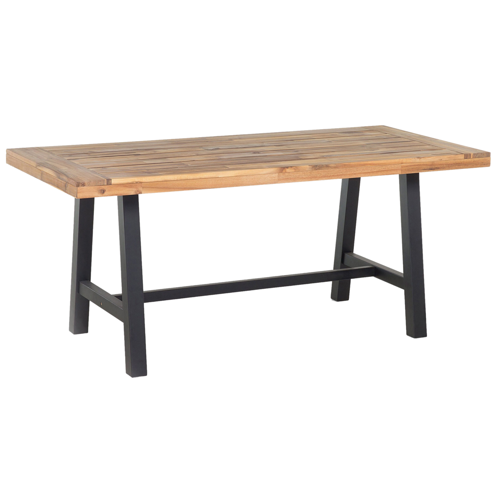 foto del prodotto tavolo da pranzo luce legno di acacia e nero 170 x 80 cm esterno interno moderno
