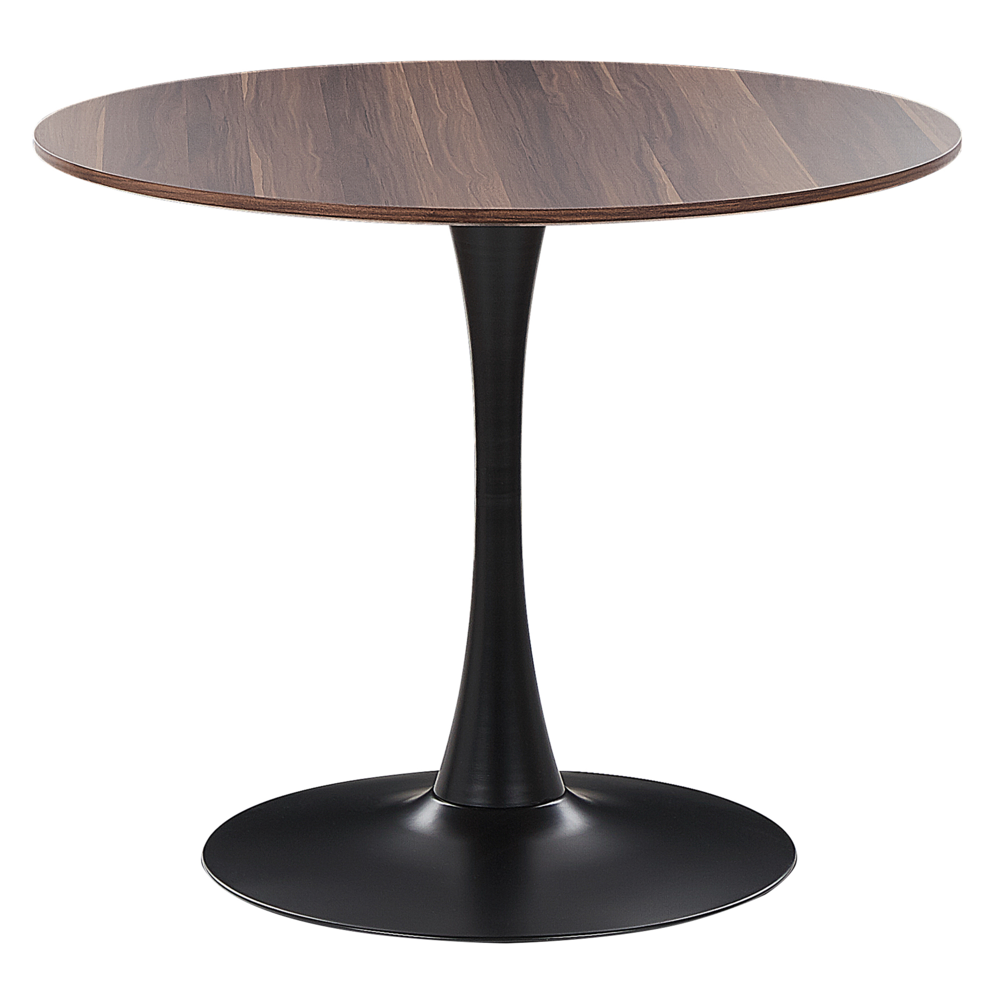 foto del prodotto tavolo da pranzo marrone scuro con piano in mdf nero base in metallo 90 cm tavolo da cucina rotondo industriale