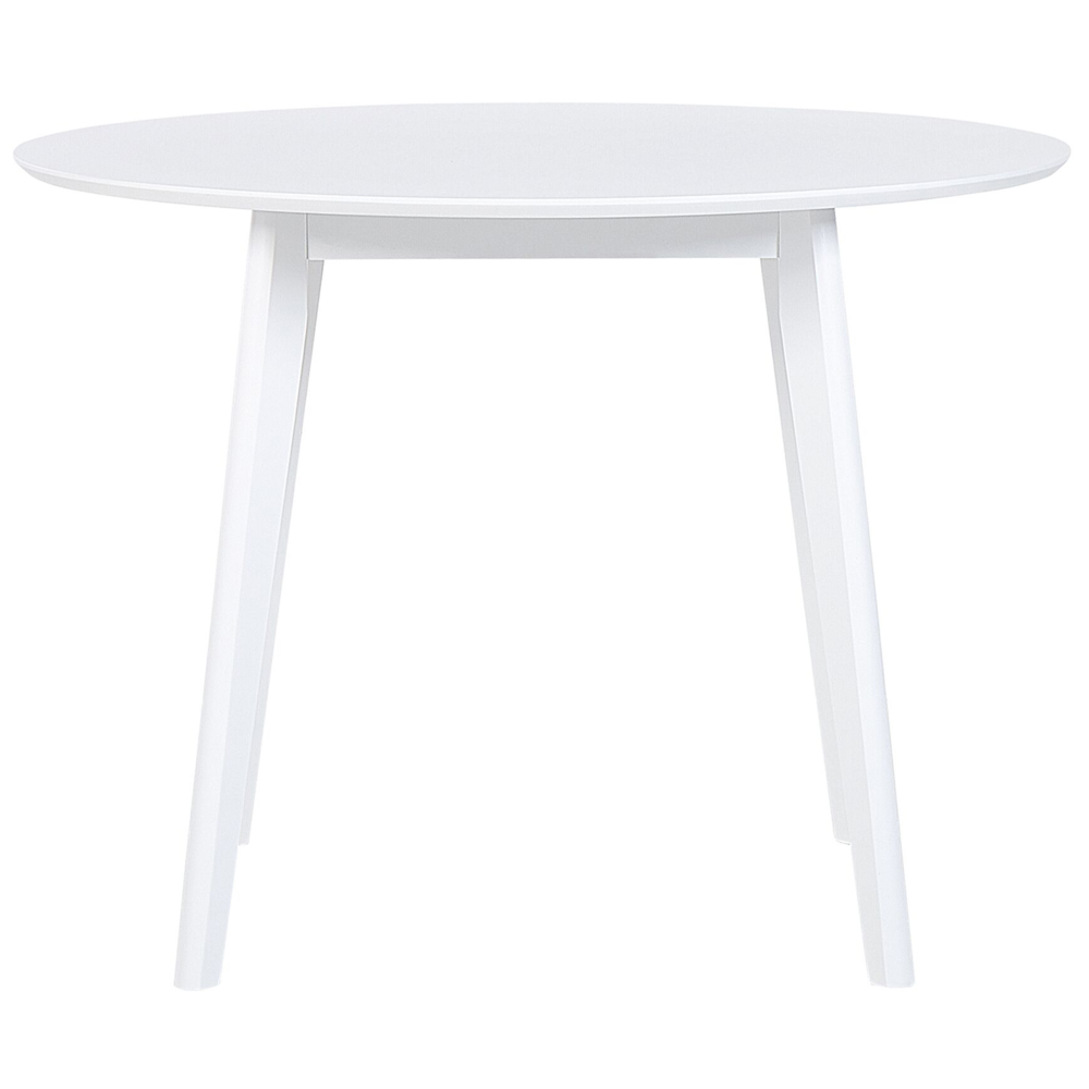 foto del prodotto tavolo da pranzo mdf bianco 100 cm con piano rotondo gambe in legno tavolo da cucina scandinavo
