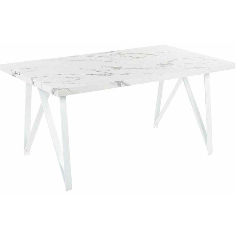 foto del prodotto tavolo da pranzo moderno effetto marmo bianco piano rettangolare grieger