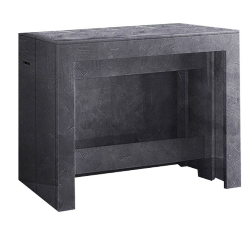 foto del prodotto tavolo da pranzo moderno, made in italy, consolle allungabile fino a 12 posti, con portallunghe, cm 51x90h77 fino a 300 cm , colore grigio ardesia,