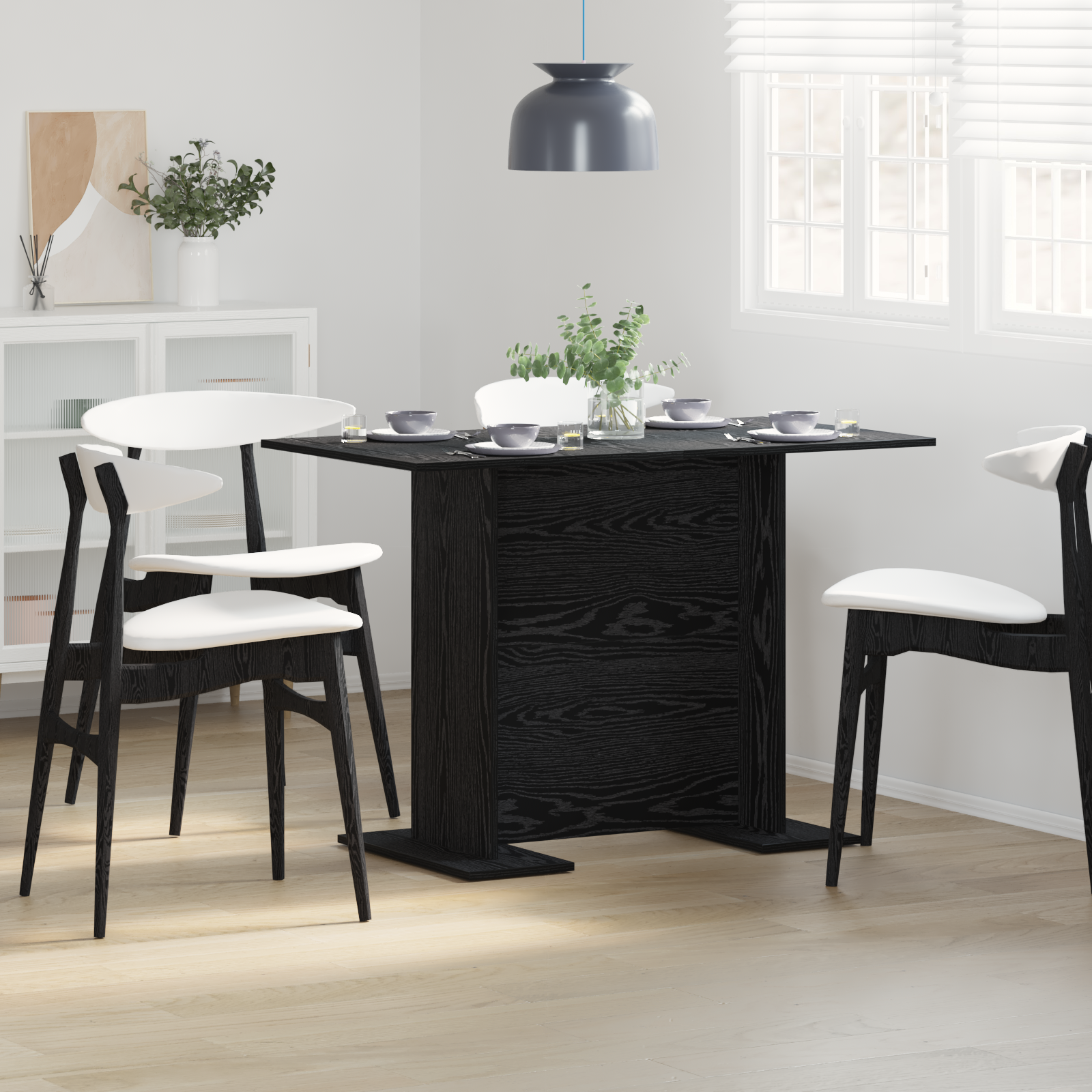 foto del prodotto tavolo da pranzo nero rovere 110x60x75 cm legno ingegnerizzato