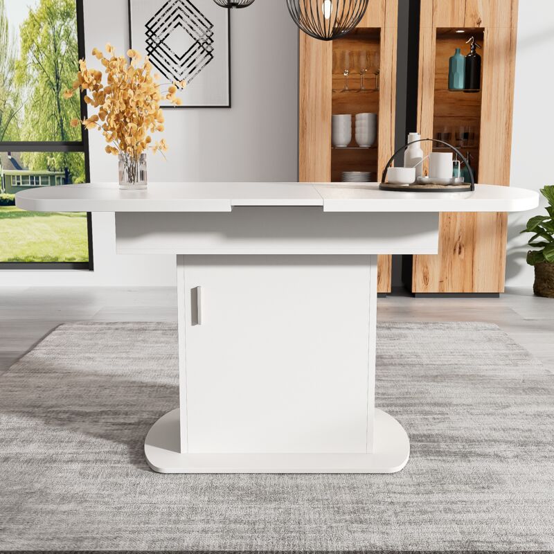 foto del prodotto tavolo da pranzo ovale allungabile, l110 130 x l70 x h75 cm, tavolo da pranzo con contenitore, tavolino per il tempo libero, tavolo da pranzo moderno