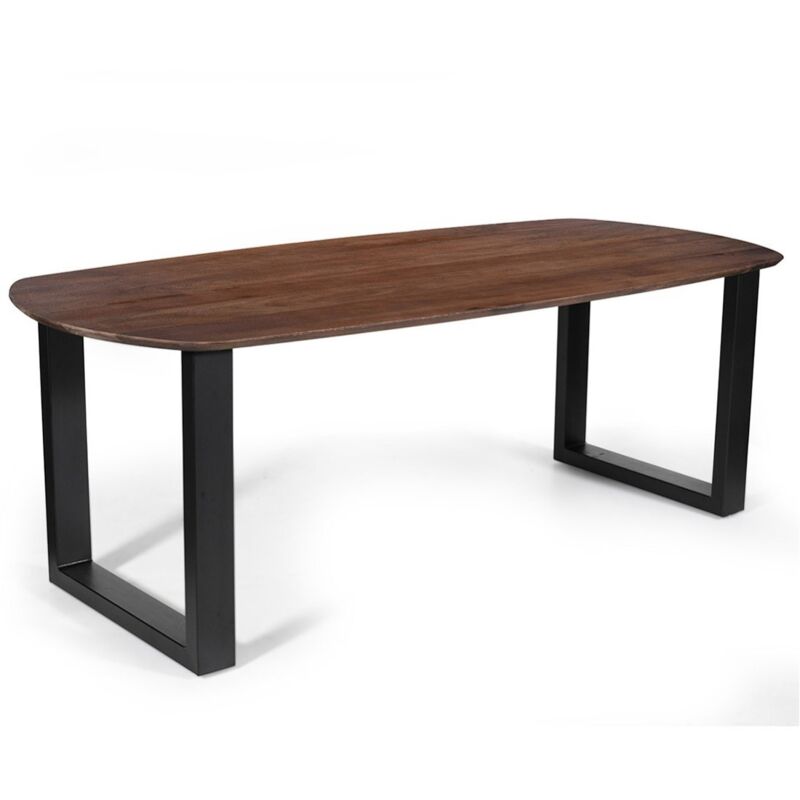foto del prodotto tavolo da pranzo ovale per 8 persone in legno massiccio colore marrone collezione franchia. piedi design a u.