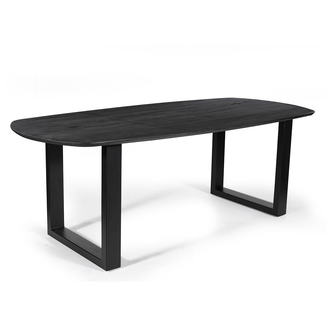 foto del prodotto tavolo da pranzo ovale per 8 persone in legno massiccio colore nero collezione franchia. piedi design a u
