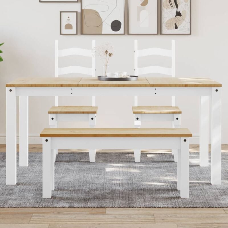 foto del prodotto tavolo da pranzo panama bianco 160x80x75 cm legno massello pino vidaxl