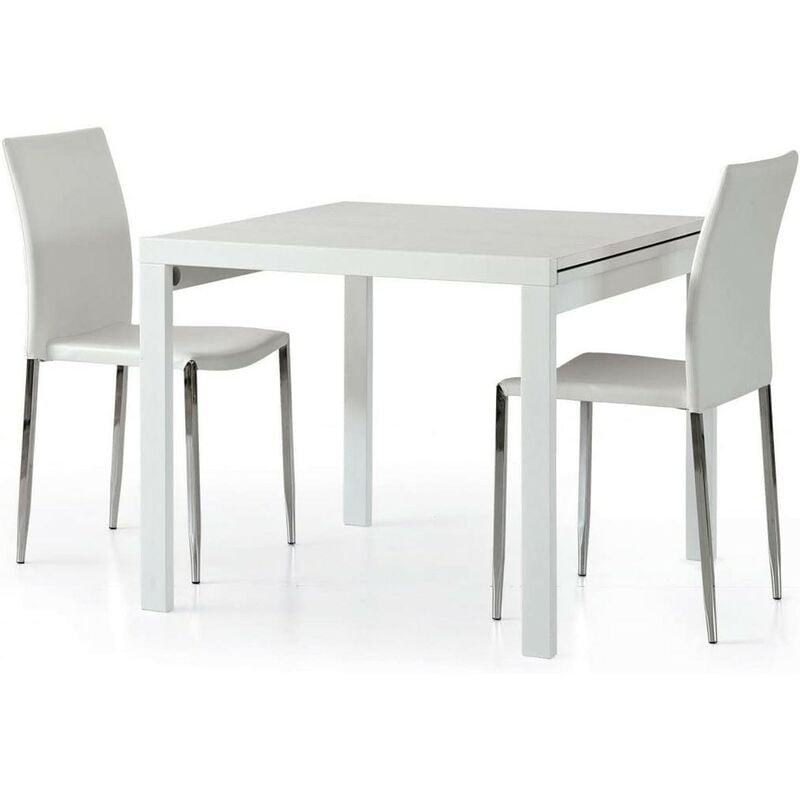 foto del prodotto tavolo da pranzo quadrato bianco allungabile dimensione tavoli 90 x 90 dimensione aperto 180 x 90