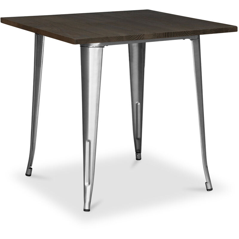 foto del prodotto tavolo da pranzo quadrato stile industriale legno e metallo stylix acciaio