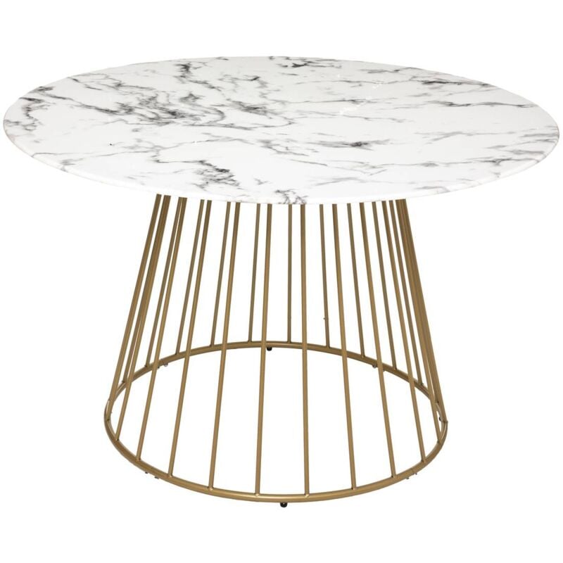 foto del prodotto tavolo da pranzo rayo effetto marmo oro bianco d120cm atmosphera cr ateur d int rieur
