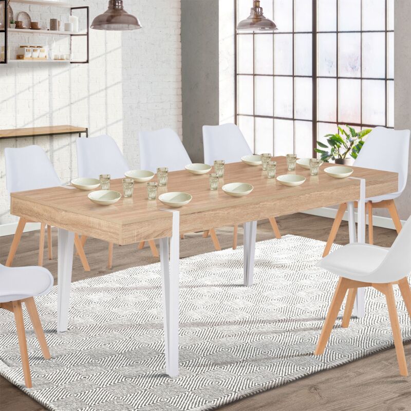 foto del prodotto tavolo da pranzo rettangolare a 10 posti austria con gambe a spillo bianche 200 cm
