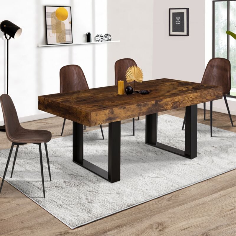 foto del prodotto tavolo da pranzo rettangolare a 6 posti phoenix in legno effetto invecchiato e nero 160 cm