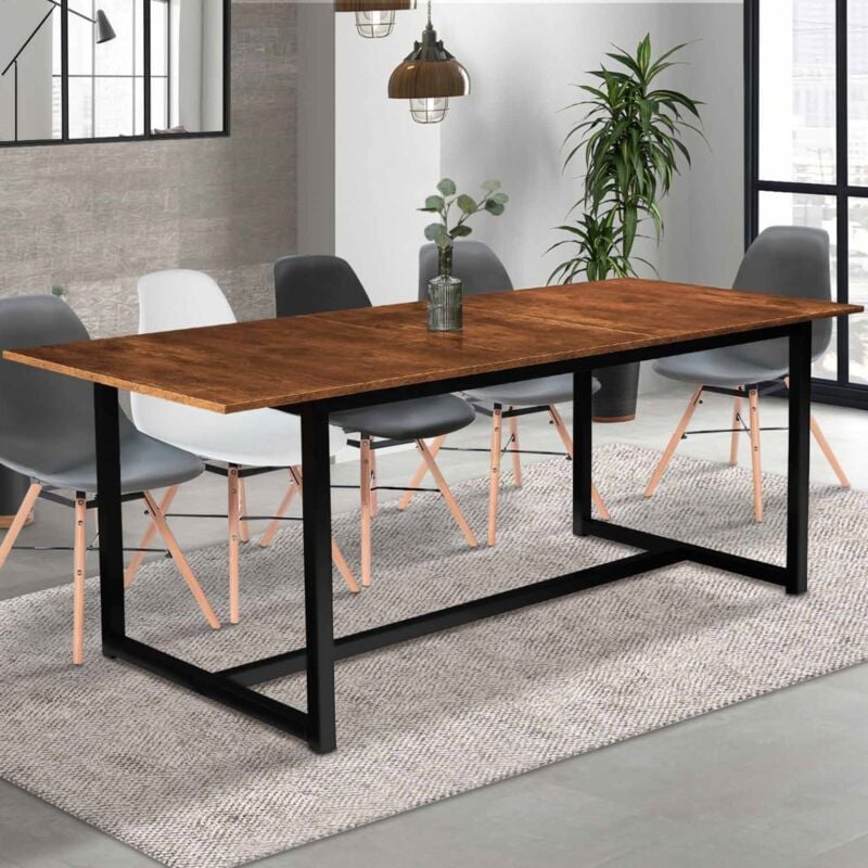 foto del prodotto tavolo da pranzo rettangolare allungabile dayton 6 10 persone dal design industriale 160 200 cm