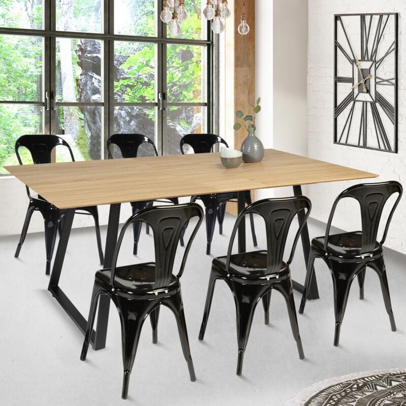 foto del prodotto tavolo da pranzo rettangolare allungabile havana 6 8 persone design industriale 150 180 cm