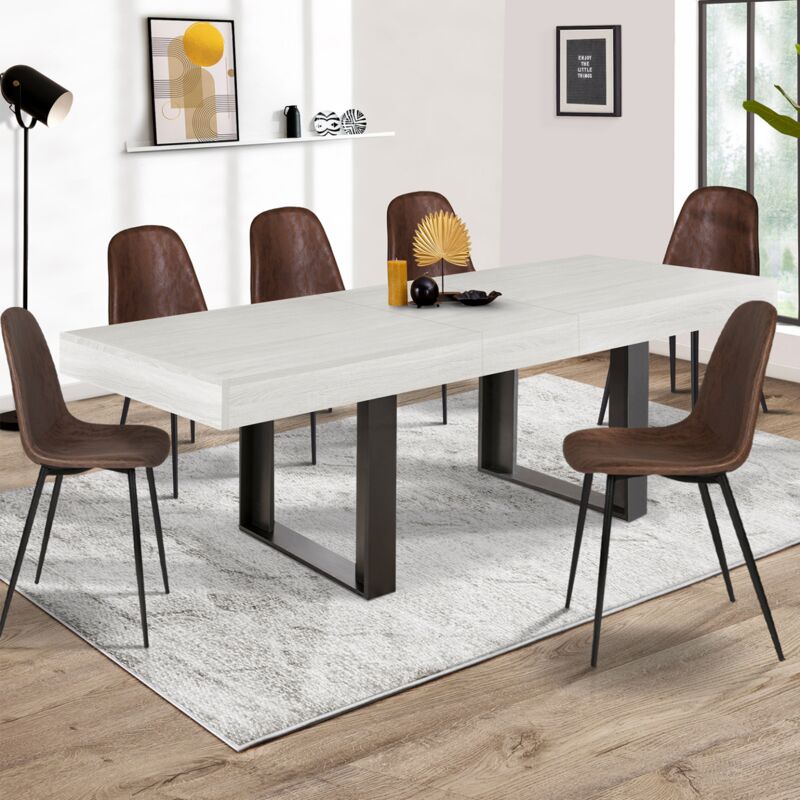 foto del prodotto tavolo da pranzo rettangolare allungabile phoenix 4 8 persone legno grigio 160 200 cm