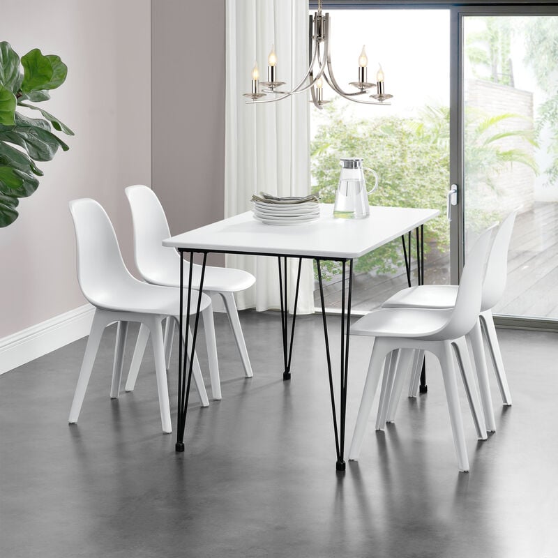 foto del prodotto tavolo da pranzo rettangolare cantenbury con gambe a forcina 120x70 cm bianco en.casa 