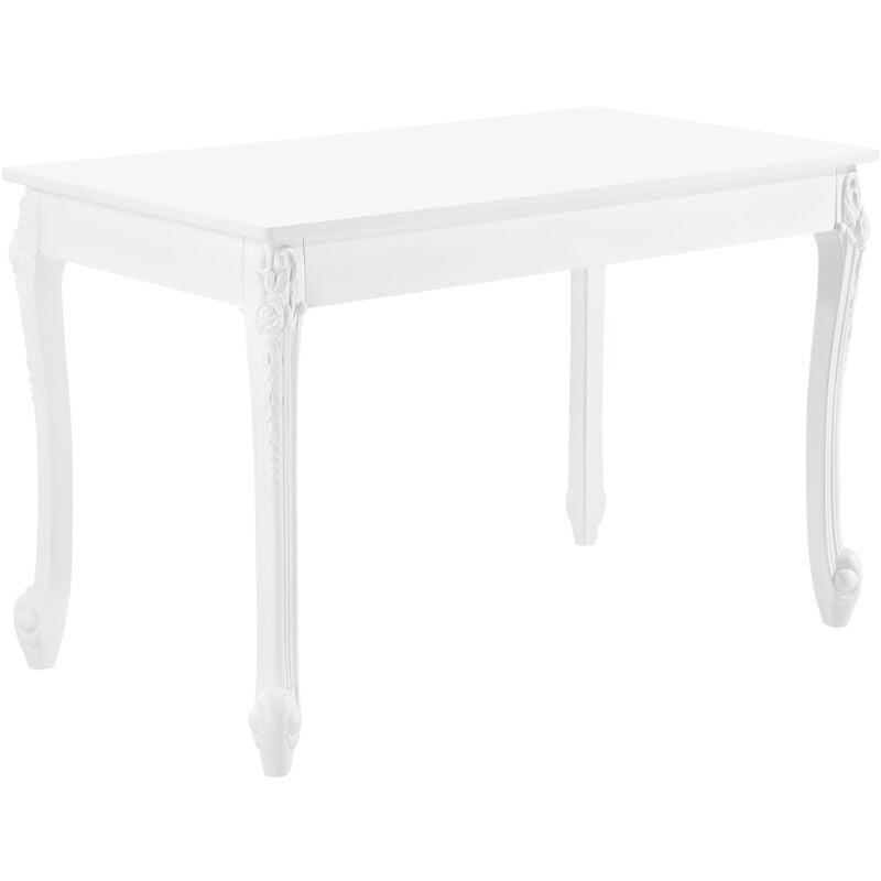 foto del prodotto tavolo da pranzo rettangolare dal design elegante per 4 persone in plastica mdf 116 x 66 x 76 cm bianco