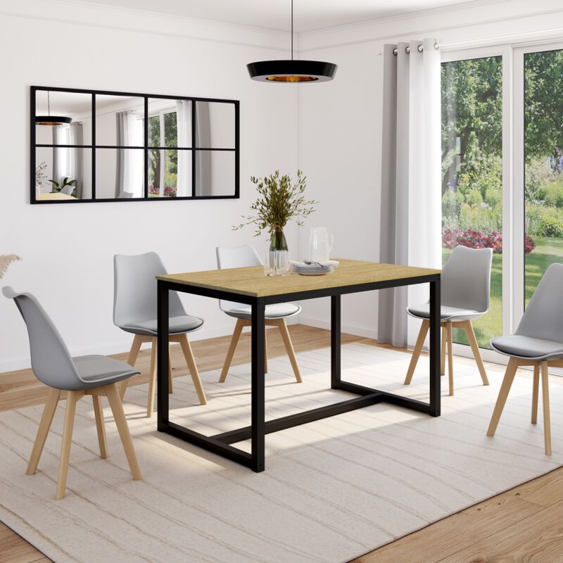 foto del prodotto tavolo da pranzo rettangolare detroit 6 persone design industriale 120 cm