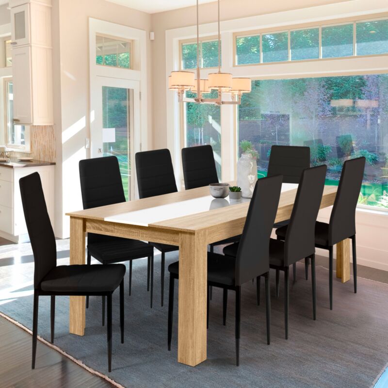 foto del prodotto tavolo da pranzo rettangolare georgia per 8 persone in simil faggio e bianco 160 x 90 cm