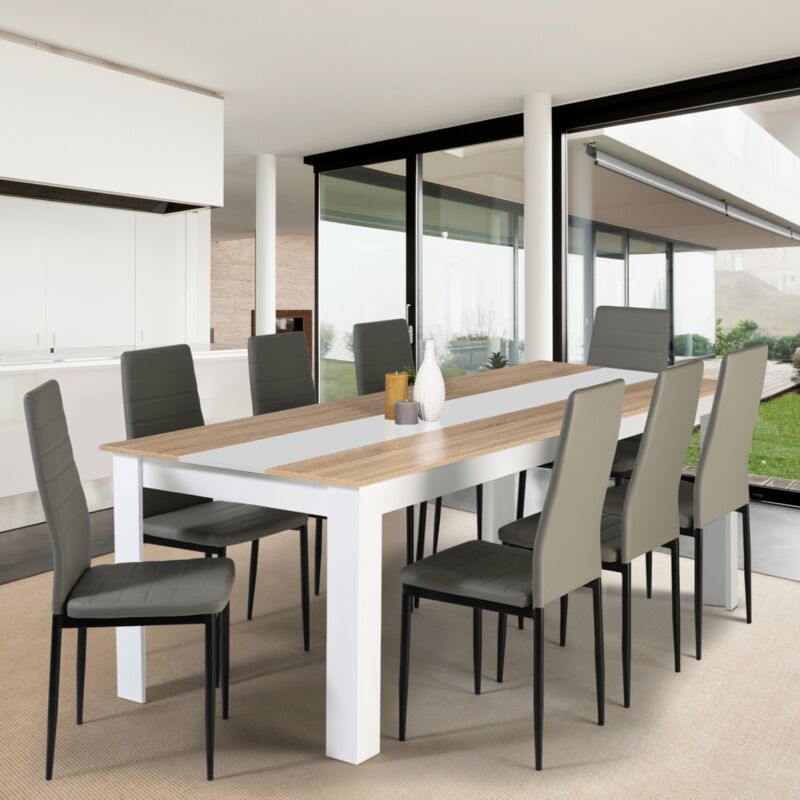 foto del prodotto tavolo da pranzo rettangolare georgia per 8 persone in simil faggio e bianco 160 x 90 cm