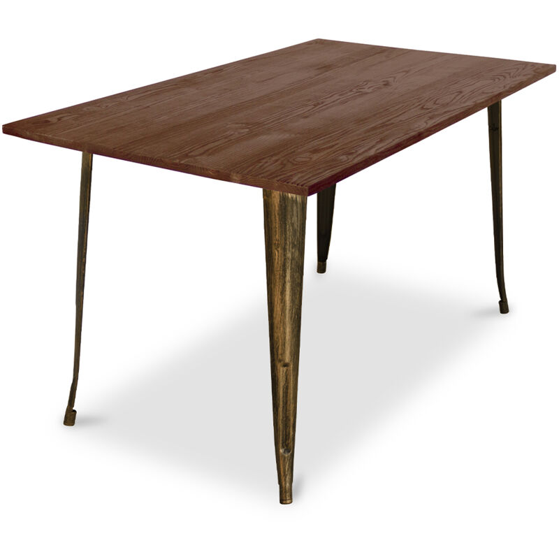 foto del prodotto tavolo da pranzo rettangolare industriale legno tawny bronze metallizzato