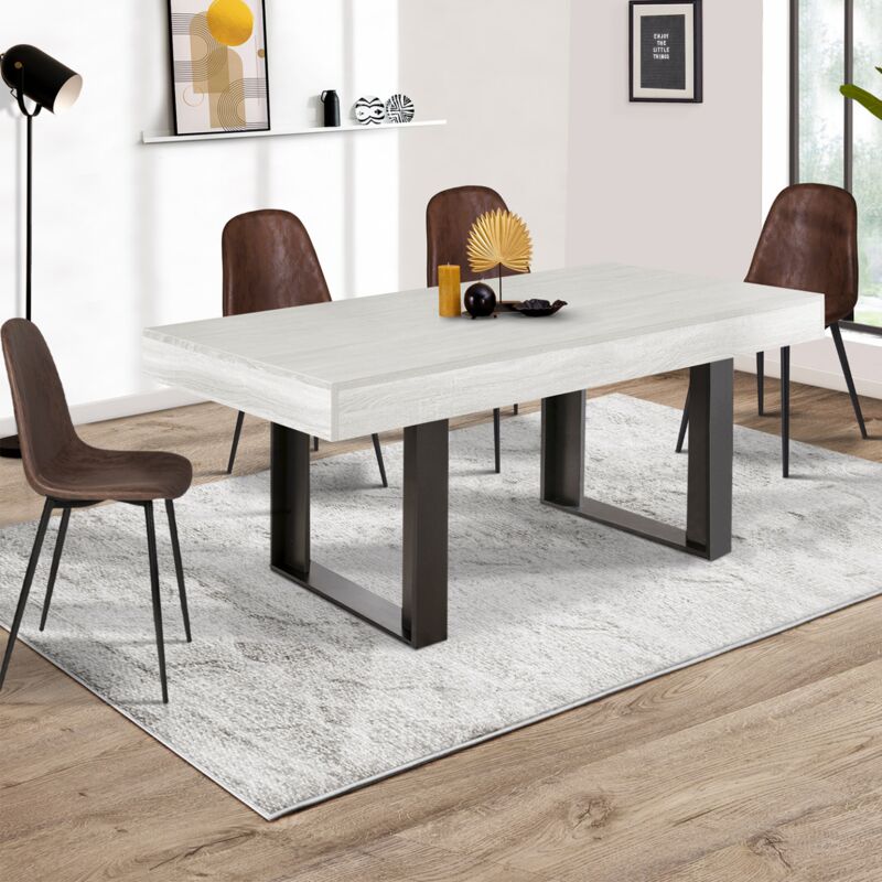 foto del prodotto tavolo da pranzo rettangolare phoenix 6 persone in legno grigio 160 cm