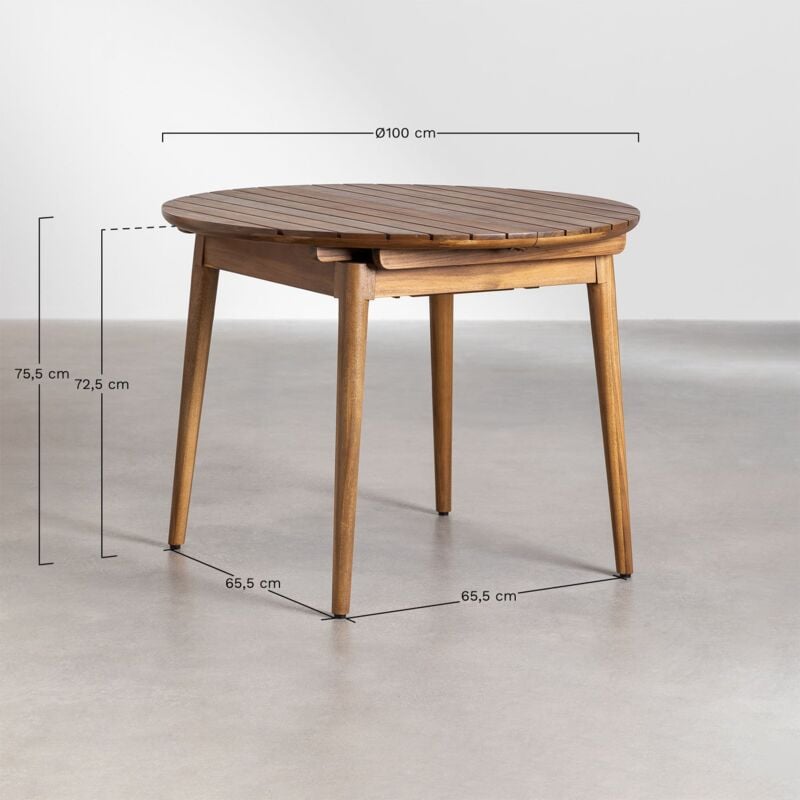 foto del prodotto tavolo da pranzo rotondo 100 136x100 cm allungabile in legno di acacia tenay sklum