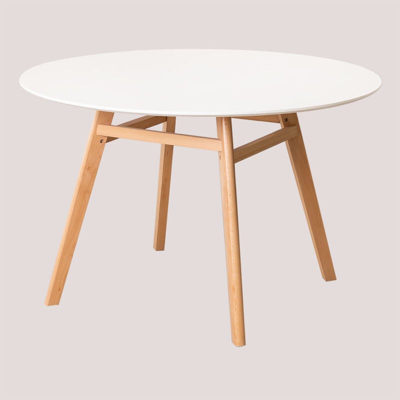 foto del prodotto tavolo da pranzo rotondo in mdf e legno di faggio scand nordic sklum