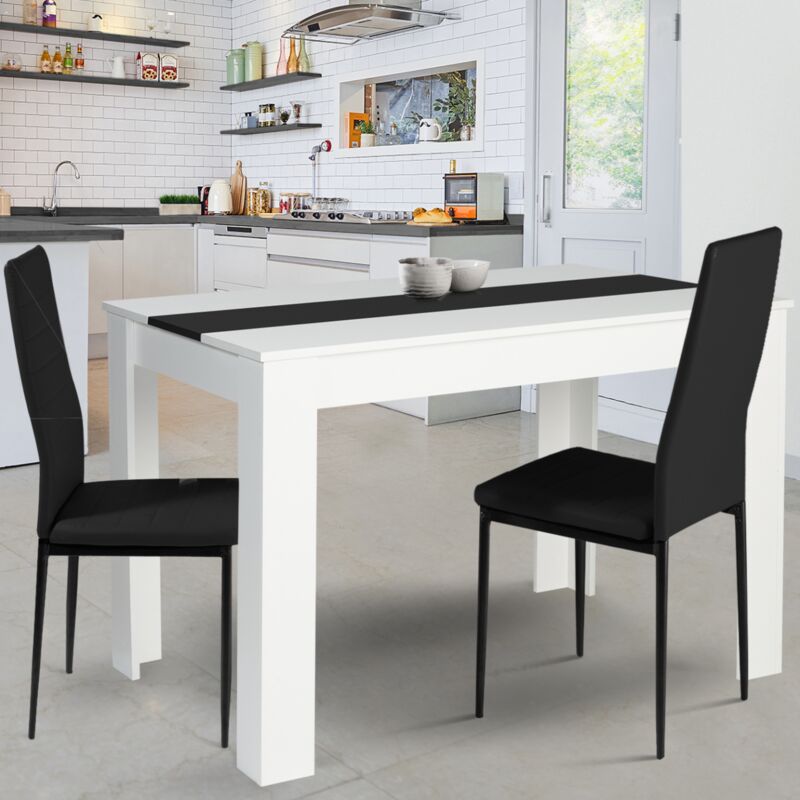 foto del prodotto tavolo da pranzo rozy 4 persone bianco e nero 110 cm