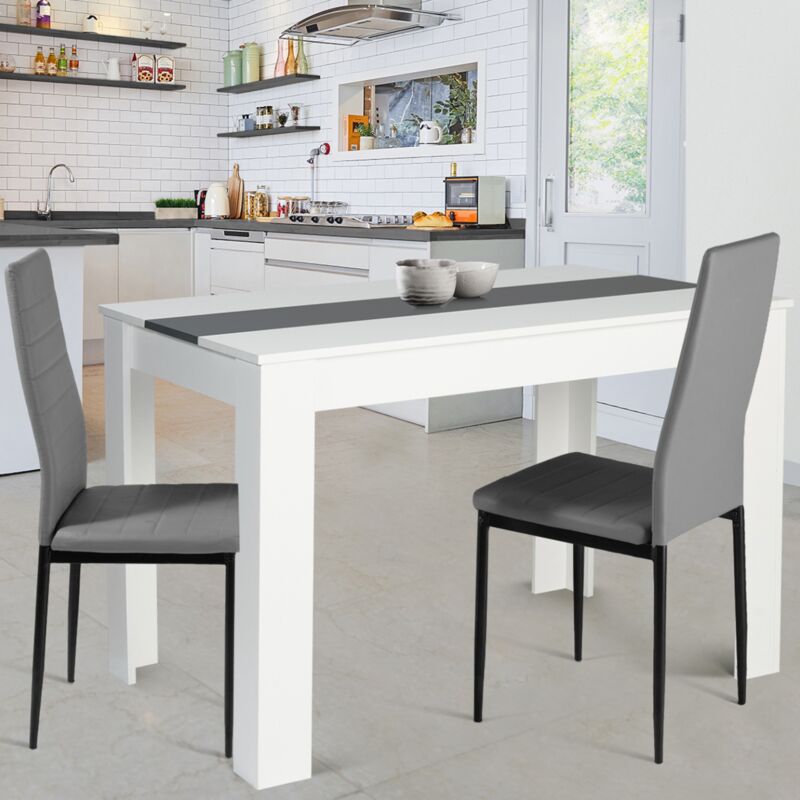 foto del prodotto tavolo da pranzo rozy 6 persone bianco e grigio 110 cm