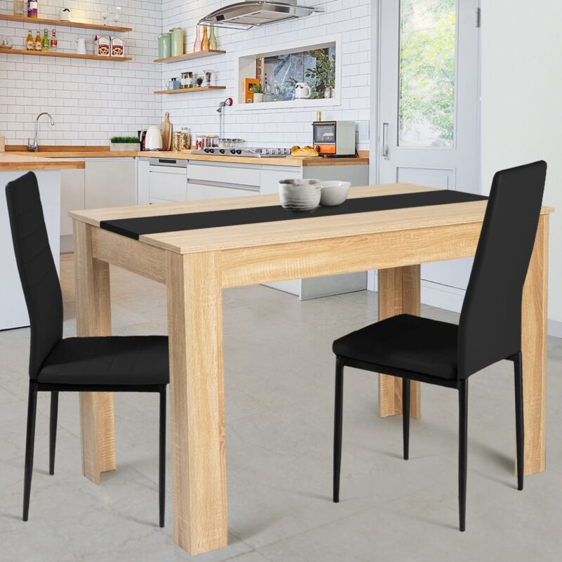 foto del prodotto tavolo da pranzo rozy per 6 persone effetto faggio e nero 110 cm