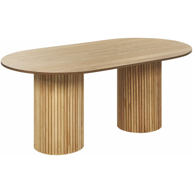 foto del prodotto tavolo da pranzo rustico da cucina piano ovale gambe in legno di gomma 180 x 100 cm legno di frassino naturale sheridan