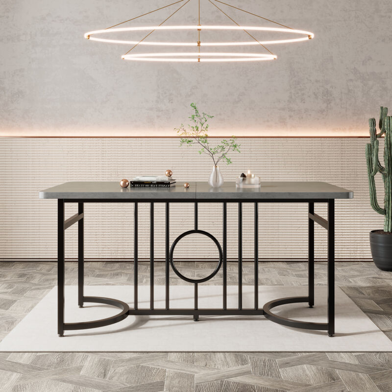 foto del prodotto tavolo da pranzo semplice e moderno nero, 158 x 76 x 75 cm