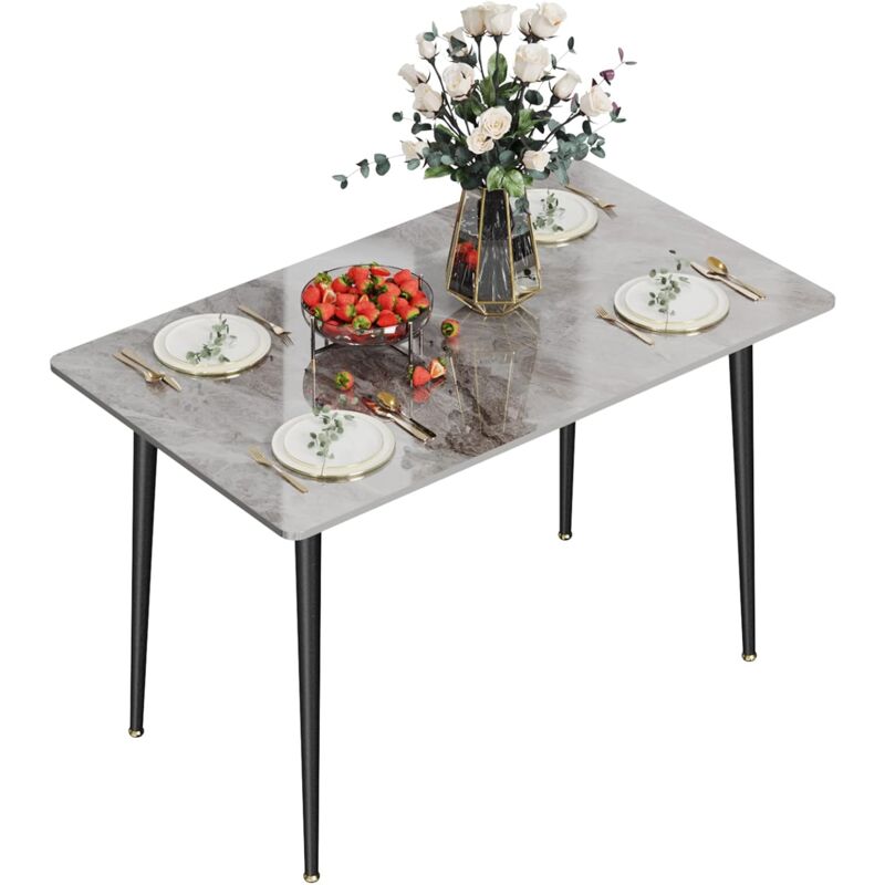 foto del prodotto tavolo da pranzo tavolo cucina marmo rettangolo 120 70 76cm soggiorno, grigio pietra sinterizzata