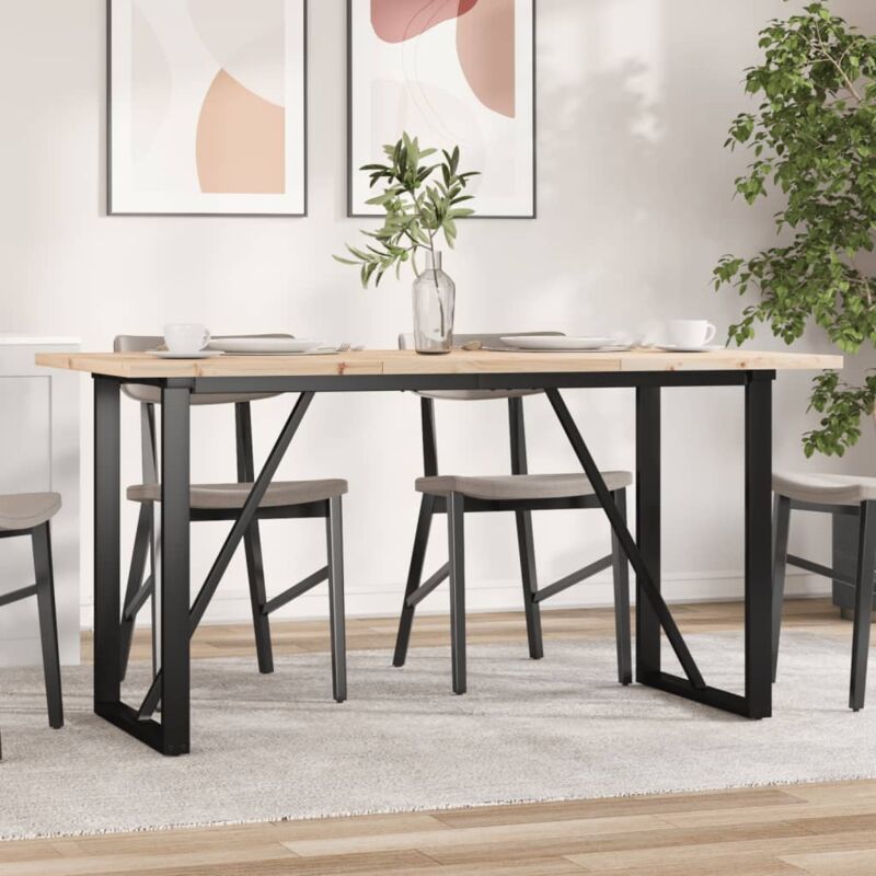 foto del prodotto tavolo da pranzo telaio a o 160x80x75,5 cm legno pino e acciaio vidaxl