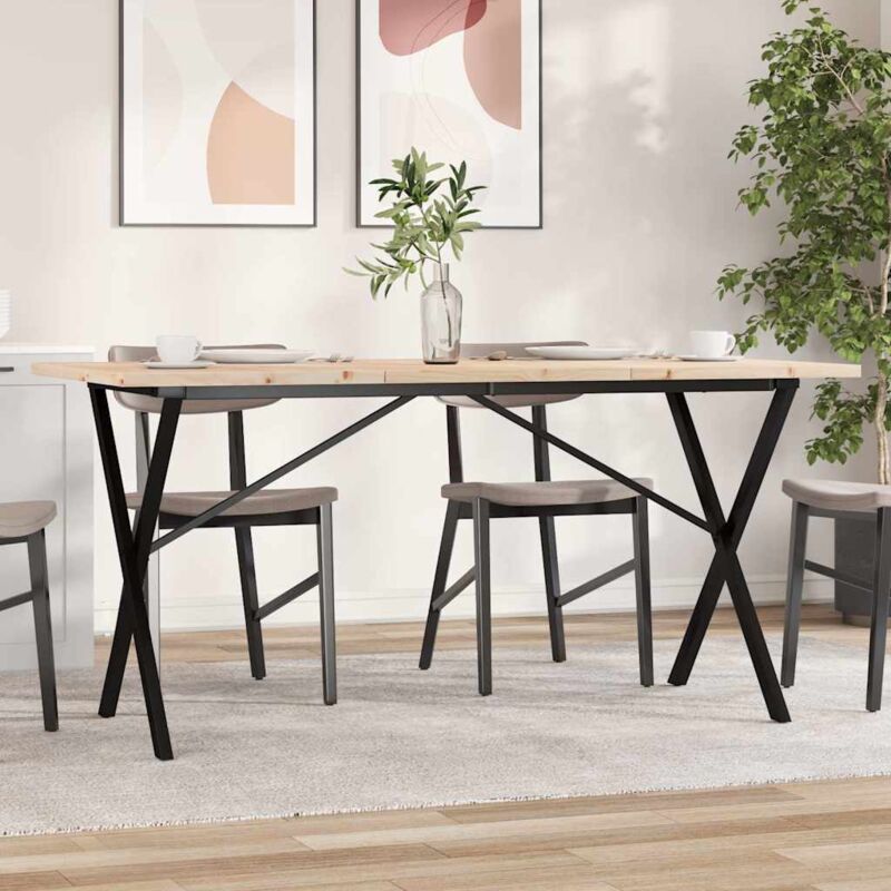 foto del prodotto tavolo da pranzo telaio a x 140x80x75,5 cm legno pino e acciaio vidaxl