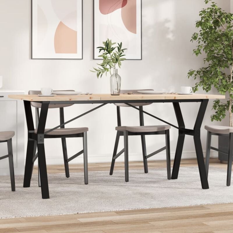 foto del prodotto tavolo da pranzo telaio a y 140x80x75,5 cm legno pino e acciaio vidaxl