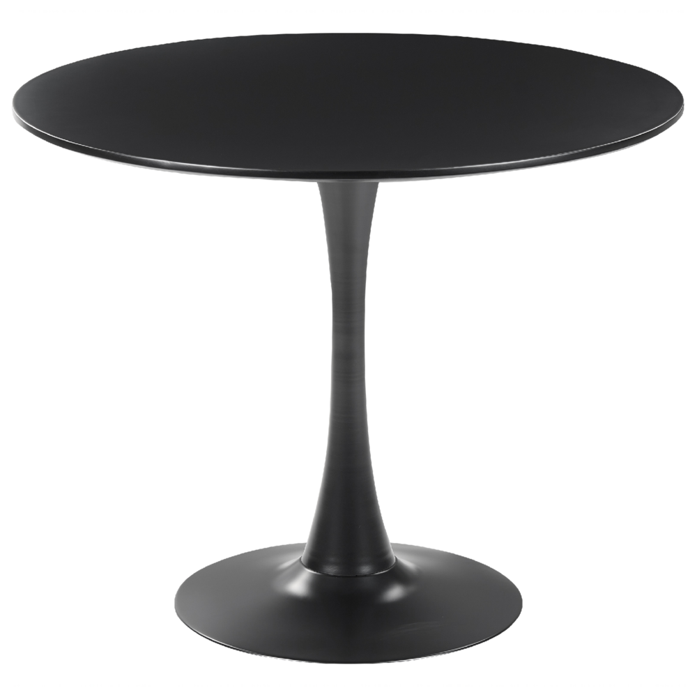 foto del prodotto tavolo da pranzo tondo 90 cm nero base in metallo per cucina 4 posti boca